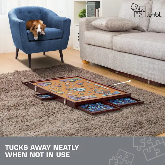Jumbl 1500 Piece Puzzle Board 27” x 35” with Drawers and Removable Cover Brown {9}