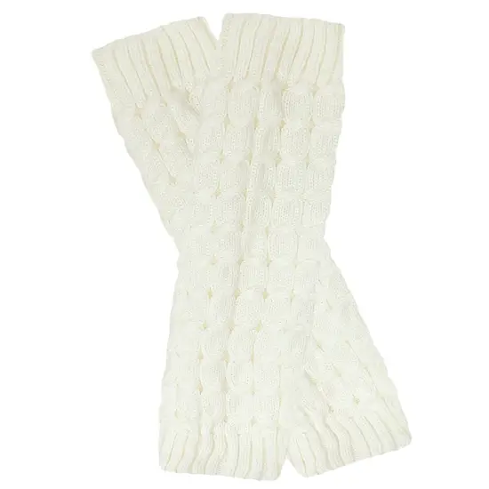 Wrapables Women's Cable Knit Leg Warmers Cream {1}