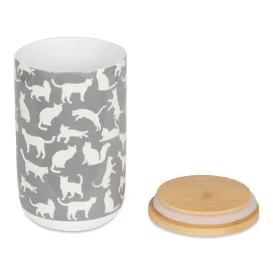 DII Cats Meow Ceramic Gray Treat Canister {2}