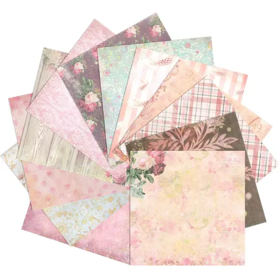 Wrapables 6x6 Decorative Single-Sided Scrapbook Paper for Arts & Crafts Projects, Scrapbooking, Card-Making Pink Romantic {4}