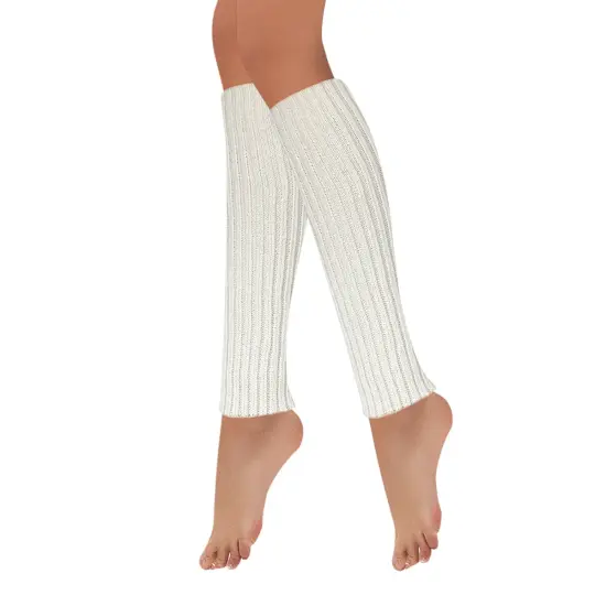 Wrapables 80's Style Neon Fluorescent Ribbed Leg Warmers Cream {2}