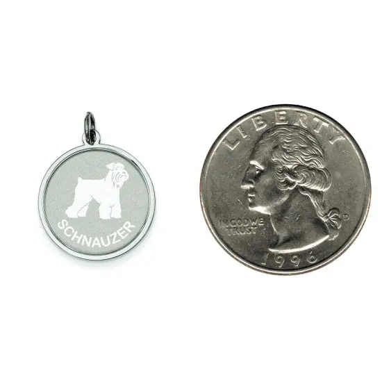 Sterling Silver Schnauzer Disc Charm Pendant Jewelry 26mm x 19mm {2}