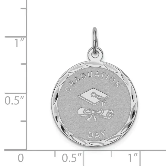 Sterling Silver Graduation Day Disc Charm FindingKing Jewerly 27mm x 20mm {2}