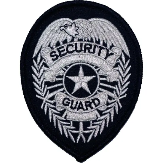 Security Guard Shield Patch Black & Silver 3 3/4" {1}