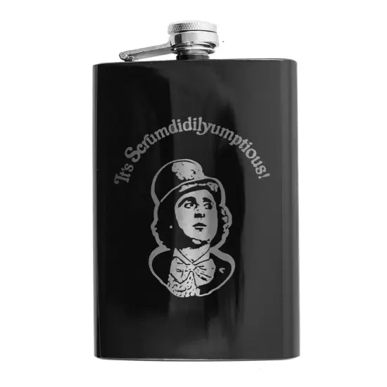 8oz BLACK It's Scrumdidilyumptious Flask {1}