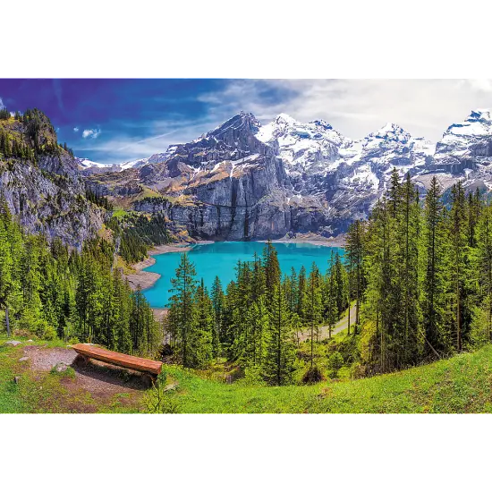 1500 Piece Jigsaw Puzzles, Lake Oeschinen, Switzerland Alps Puzzles, Mountain Lake Wilderness Puzzles, Adult Puzzles, Trefl 26166 {2}