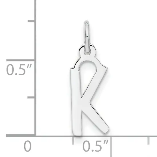 Sterling Silver Medium Slanted Block Initial K Charm {3}