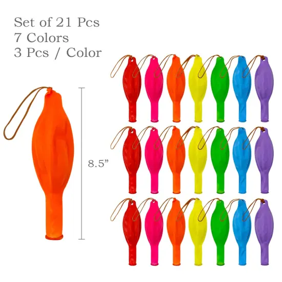 Wrapables Punching Balloons with Rubber Band Handles for Party Favors, Birthday Parties (Set of 21), Multicolor {2}