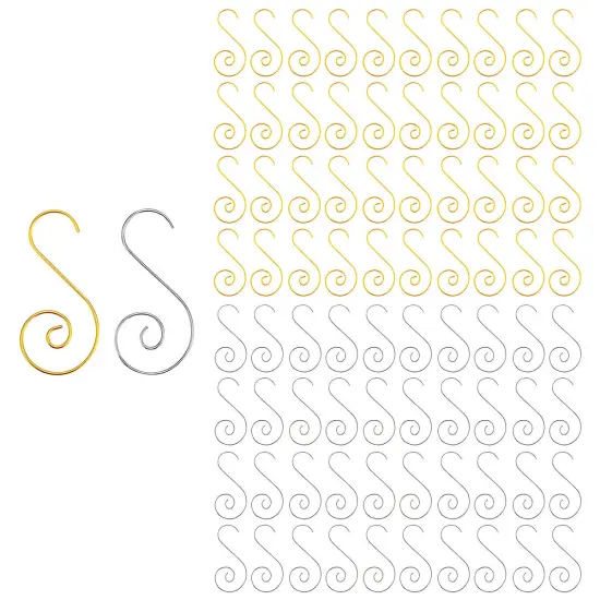 Wrapables Christmas Tree Ornament Hooks, S-Shaped Swirl Hooks for Hanging Decorations (Pack of 80) Silver & Gold {1}