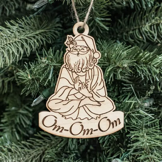 Ornament - Om Om Om - Raw Wood 4x3in {1}