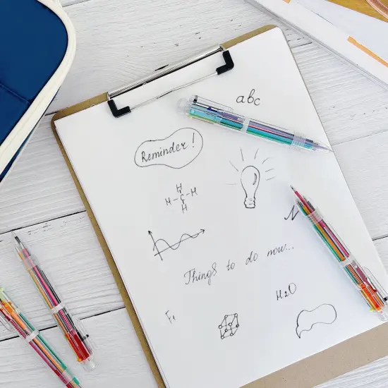 Wrapables Multi-Color 6-in-1 Retractable Ballpoint Pens for Home, Office, Stationery (Set of 8) Pastel {12}