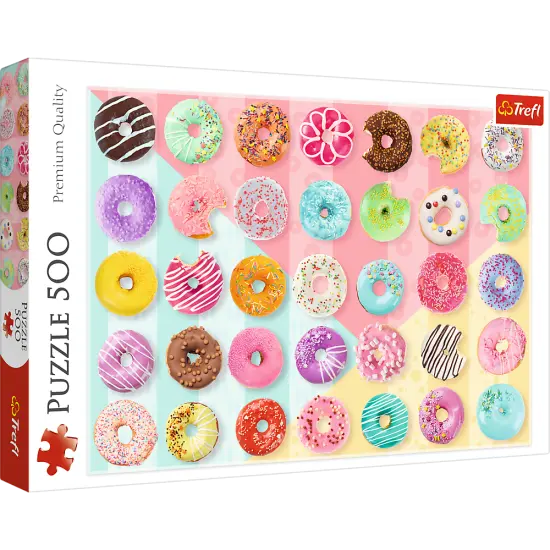 500 Piece Jigsaw Puzzles, Sweet Donuts, Colorful, Sprinkles and Frosted Treats, Adult Puzzles, Trefl 37334 {1}