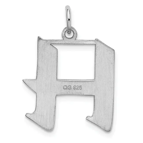 Sterling Silver Medium Artisian Block Initial H Charm Jewerly 21mm x 13mm {4}