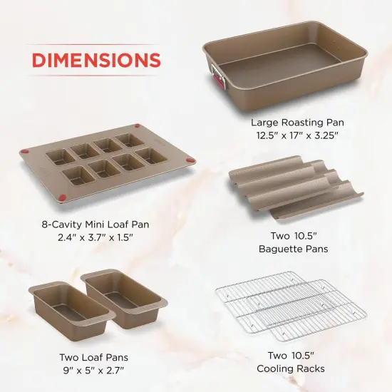 Elbee Home 8-Piece Nonstick Space Saving Bread Baking Pan Set {2}