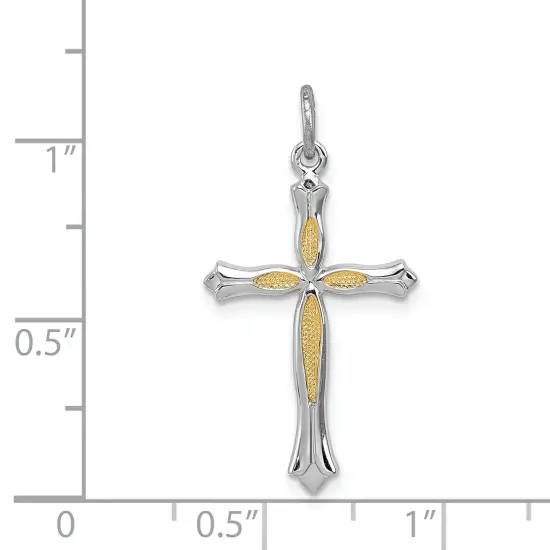 Sterling Silver & Vermeil Cross Charm Jewerly 26mm x 16mm {2}