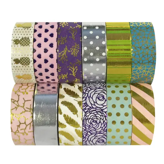 Wrapables Washi Tapes Decorative Masking Tapes, Set of 12, ADSET61 {1}