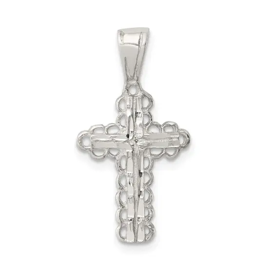 Sterling Silver Cross Charm Religious Jewelry 27mm x 14mm {1}