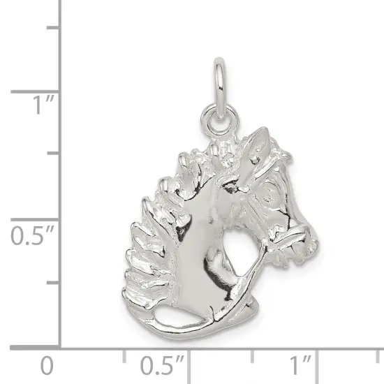 Sterling Silver Horse Charm Jewelry Animal Jewelry 23mm x 19mm {4}