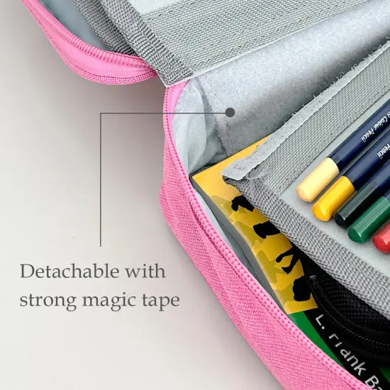 Wrapables Large Capacity 72 Slot Pencil Case for Colored Pencils, Stationery Pouch, Pink {4}