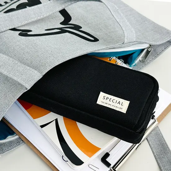 Wrapables Large Capacity Pencil Case, 3 Compartment Pencil Pouch for Stationery Pens Macarons {10}