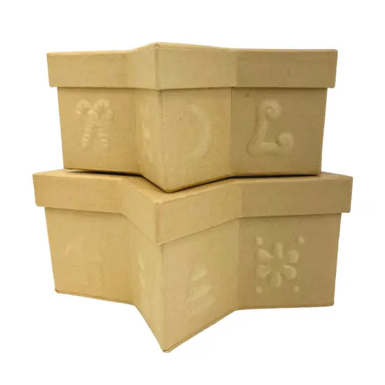 Value Pack of 3 Star Box with Embossed Santa- 2 pc. Set {4}
