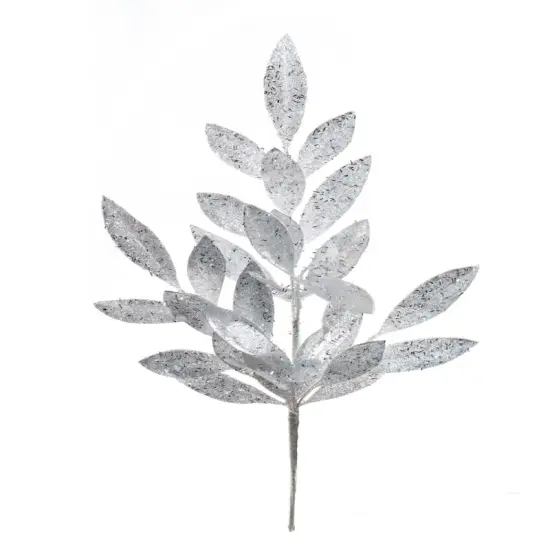 21" Silver Glitter Bay Leaf Spray - Set of 36, Elegant Holiday Accents, Ideal for Christmas Decor & Floral Arrangements - Perfect for Home, Office - 2024 Christmas Collection, Floral Home by Artificial Flowers {1}