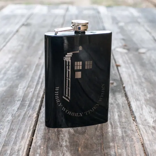 8oz Wibbly Wobbly Black Flask {2}
