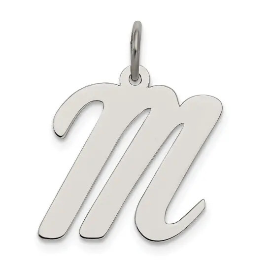 Sterling Silver Large Script Initial Letter M Charm Jewerly 21mm x 11mm {1}