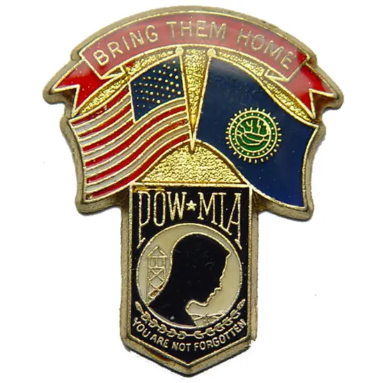 American POW & New Hampshire Flags Pin 1 1/4" {1}