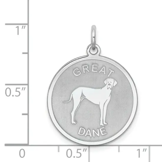 Sterling Silver Great Dane Disc Charm Pendant Jewelry 26mm x 19mm {5}