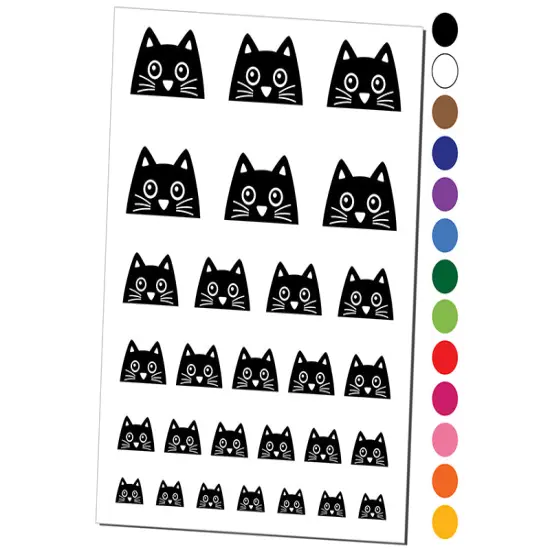 Peeking Black Cat Temporary Tattoo Water Resistant Fake Body Art Set Collection Light Green {1}