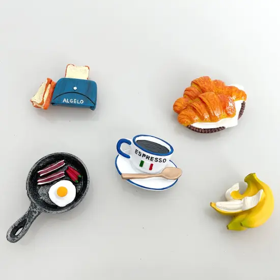 Wrapables 3D Resin Fridge Magnets, Food Simulation, Succulents, Famous Faces Refrigerator Magnets for Kitchen (Set of 5) Breakfast {2}