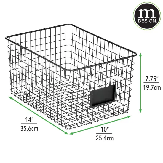 mDesign Bedroom Closet Storage Organizer Basket with Label Slot, 2 Pack {3}