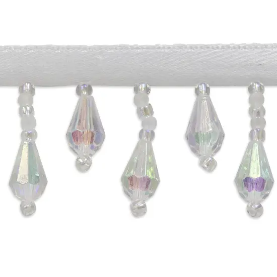 5 yards of Joanne Beaded Teardrop Fringe Trim | 5 yard cut Crystal AB {1}