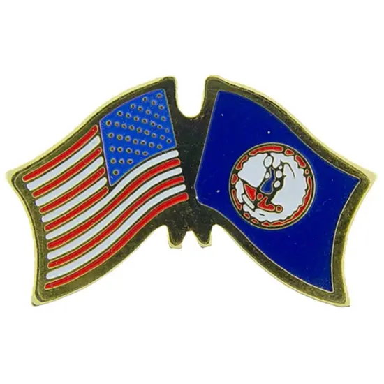 American & Virginia Flags Pin 1" {1}
