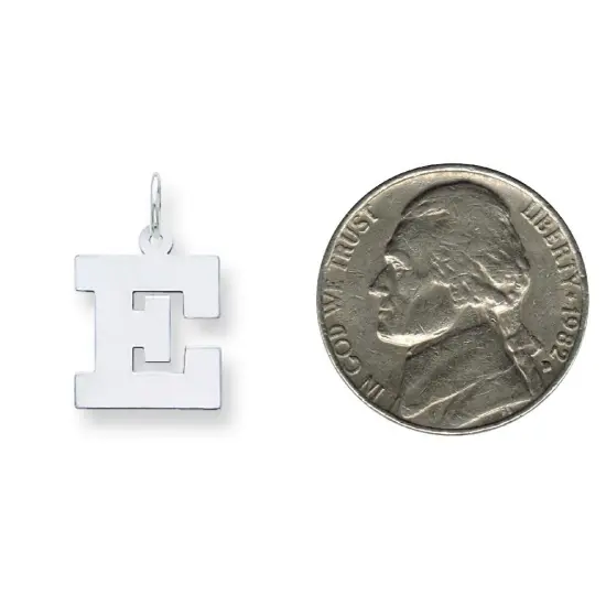 Sterling Silver Medium Block Initial Letter E Charm Jewerly 19mm x 12mm {2}