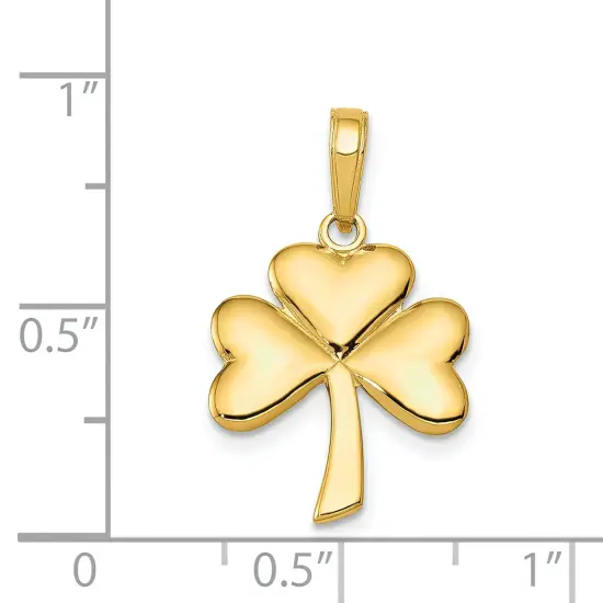 14K Gold 3D Shamrock Charm Irish Religious Pendant Jewerly 25mm x 15mm {4}