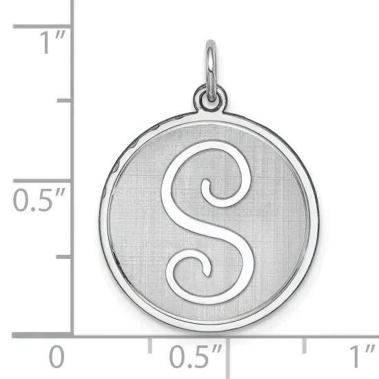Sterling Silver Brocaded Initial Capital S Charm Jewerly 27mm x 20mm {5}