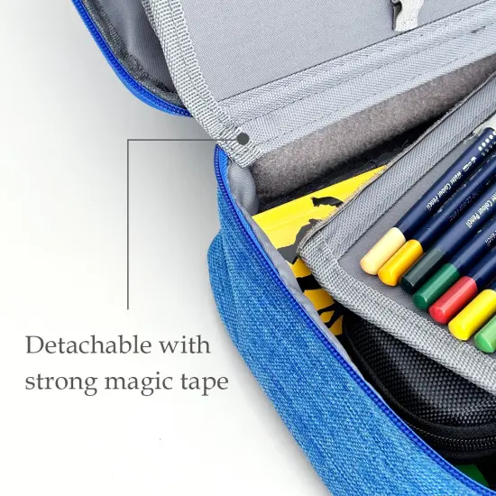 Wrapables Large Capacity 72 Slot Pencil Case for Colored Pencils, Stationery Pouch, Blue {4}