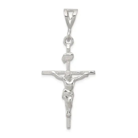 Sterling Silver INRI Crucifix Pendant Charm Jewelry 44mm x 21mm {1}