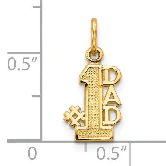 Dad Charm 10K Yellow Gold #1 Dad Charm Father Daddy Pendant 15 X 17mm Jewerly {4}