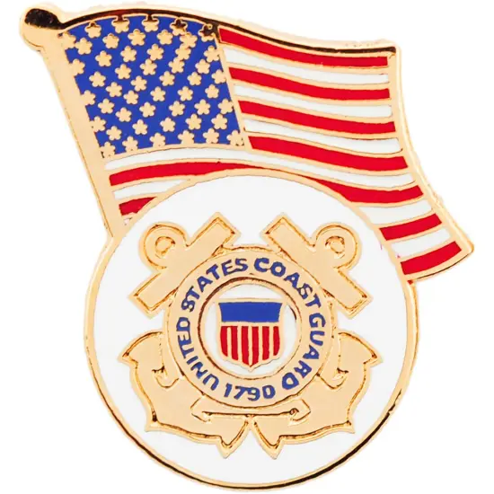 American Flag with U.S. Coast Guard Logo Pin 1 1/4" {1}