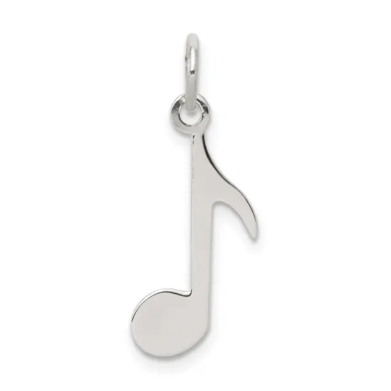 Sterling Silver Eighth Note Charm Pendant Music Jewelry 19mm x 9mm {1}