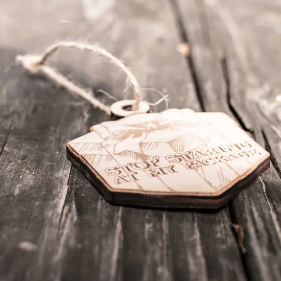 Ornament - Stop Staring at my Package - Raw Wood 4x3in {2}