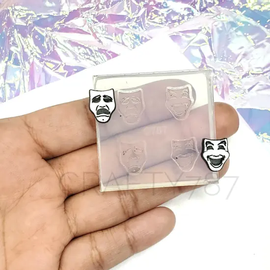 Drama Masks Stud Earrings Silicone Mold(A12) {1}