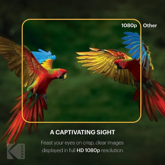 KODAK FLIK HD9 Smart Projector, 1080p Projector With Wifi and Bluetooth W/Android TV, Built-in Speakers & Voice Remote White {3}