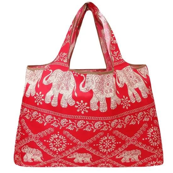 Wrapables Large Foldable Tote Nylon Reusable Grocery Bags Regal Elephants {2}