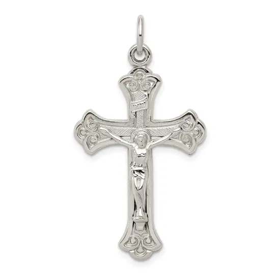 Sterling Silver INRI Crucifix Charm Jewelry Pendant 55mm x 32mm {1}