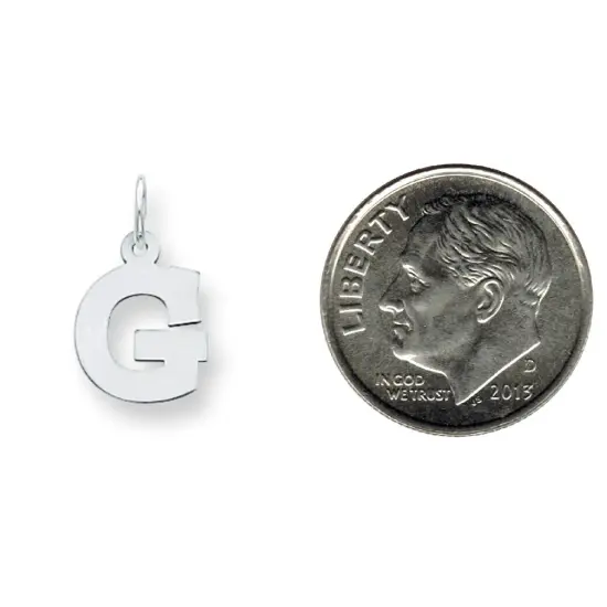 Sterling Silver Small Block Initial Letter G Charm Jewerly 16mm x 10mm {2}