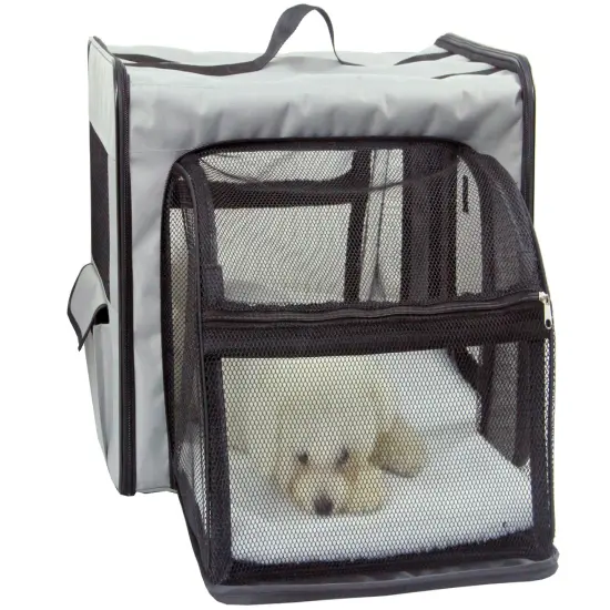 Pet Life Capacious Dual-Expandable Wire Folding Lightweight Collapsible Travel Pet Dog Crate Grey-S {2}